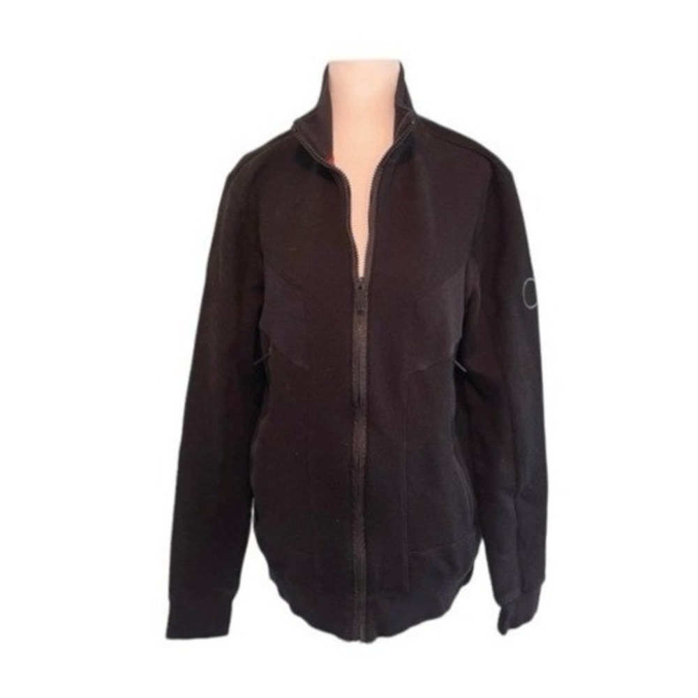 Calvin Klein Thermal‎ Athletic Jacket Black Textured Ribbed Knit Zip Up S
